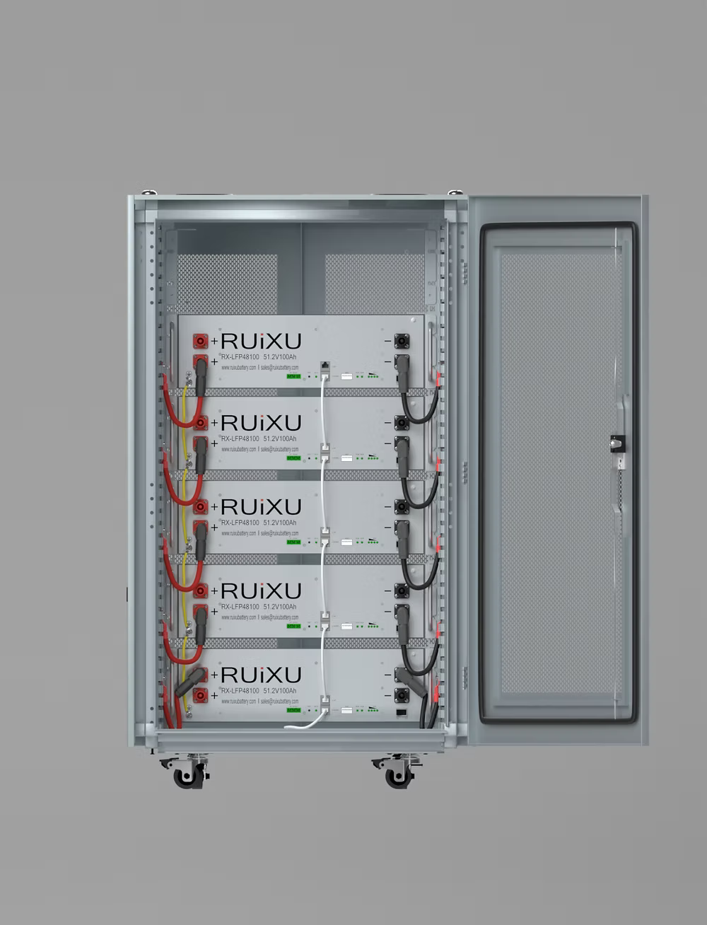 RUiXU Rack Battery + Cabinet System | RX-LFP48100 or RX-LFP48100-H LiFePO4 Batteries