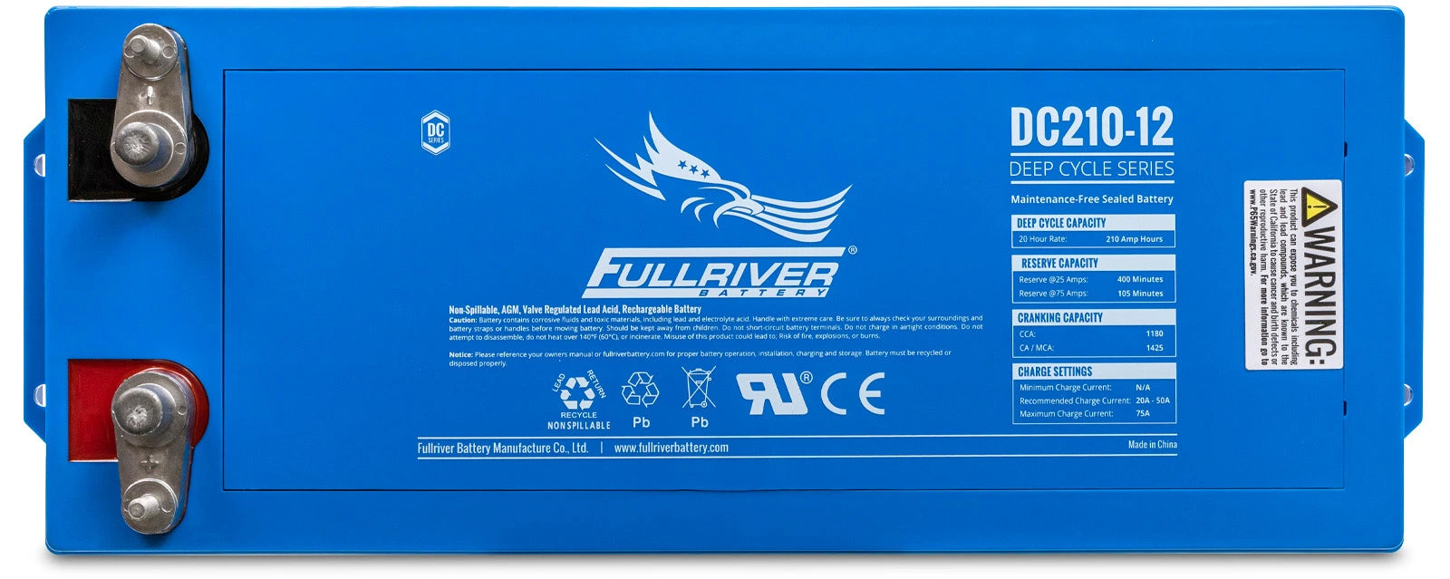Fullriver Sealed AGM Battery, 12V 210 Ah Group 4D, DC210-12