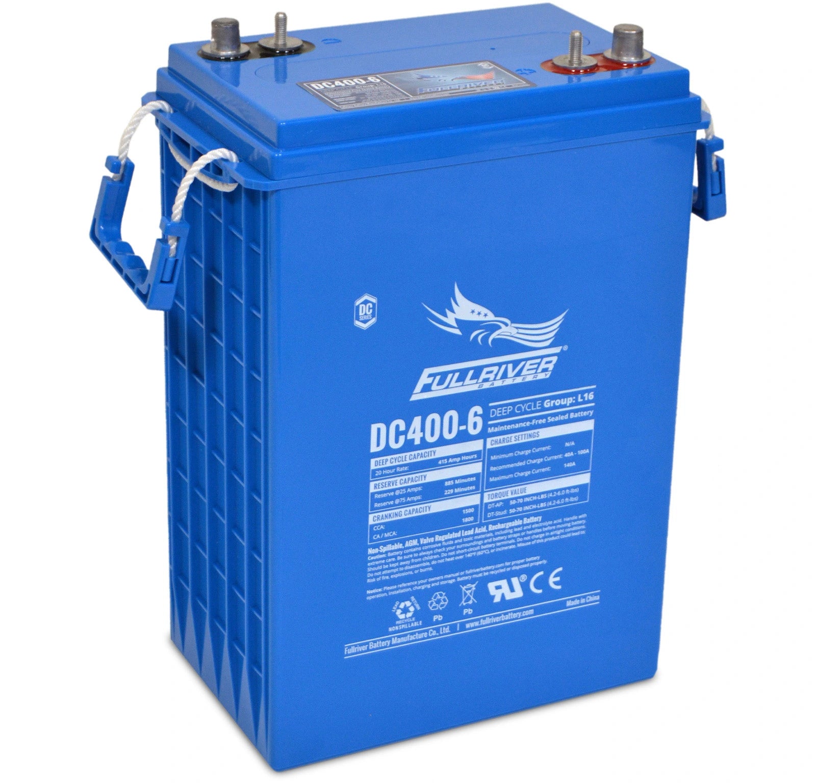 Fullriver Sealed AGM Battery, 6V 400 Ah Group L-16, DC400-6