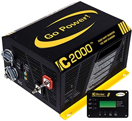 Go Power! GP-IC2000-12-PKG Pure Sine Wave Inverter (2000 Watt with 100 amp Charger Includes ICR-50 Remote)