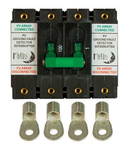 Midnite Solar 100amp / 150 VDC. 4-pole Panel Mount MNDC-GFP100RT-2P Ground Fault Breaker