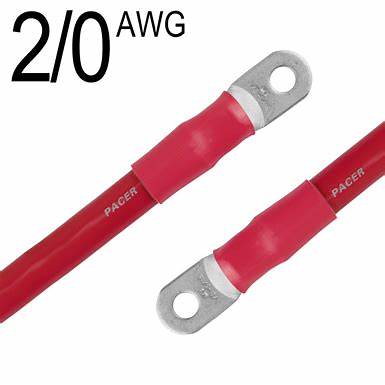 2/0 2' Red Battery Inverter Cable 2 lugs