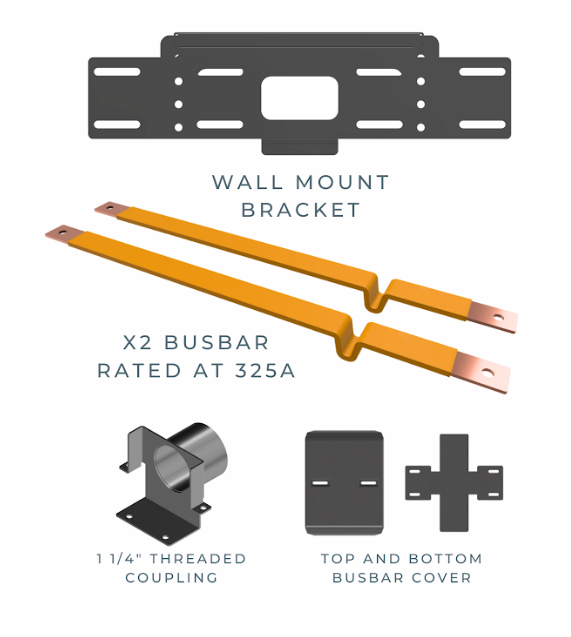 Fortress Power eFlex MAX Wall Mount Kit — Wall Mounting Kit with 300A Busbars for eFlex MAX 5.4kWh Battery