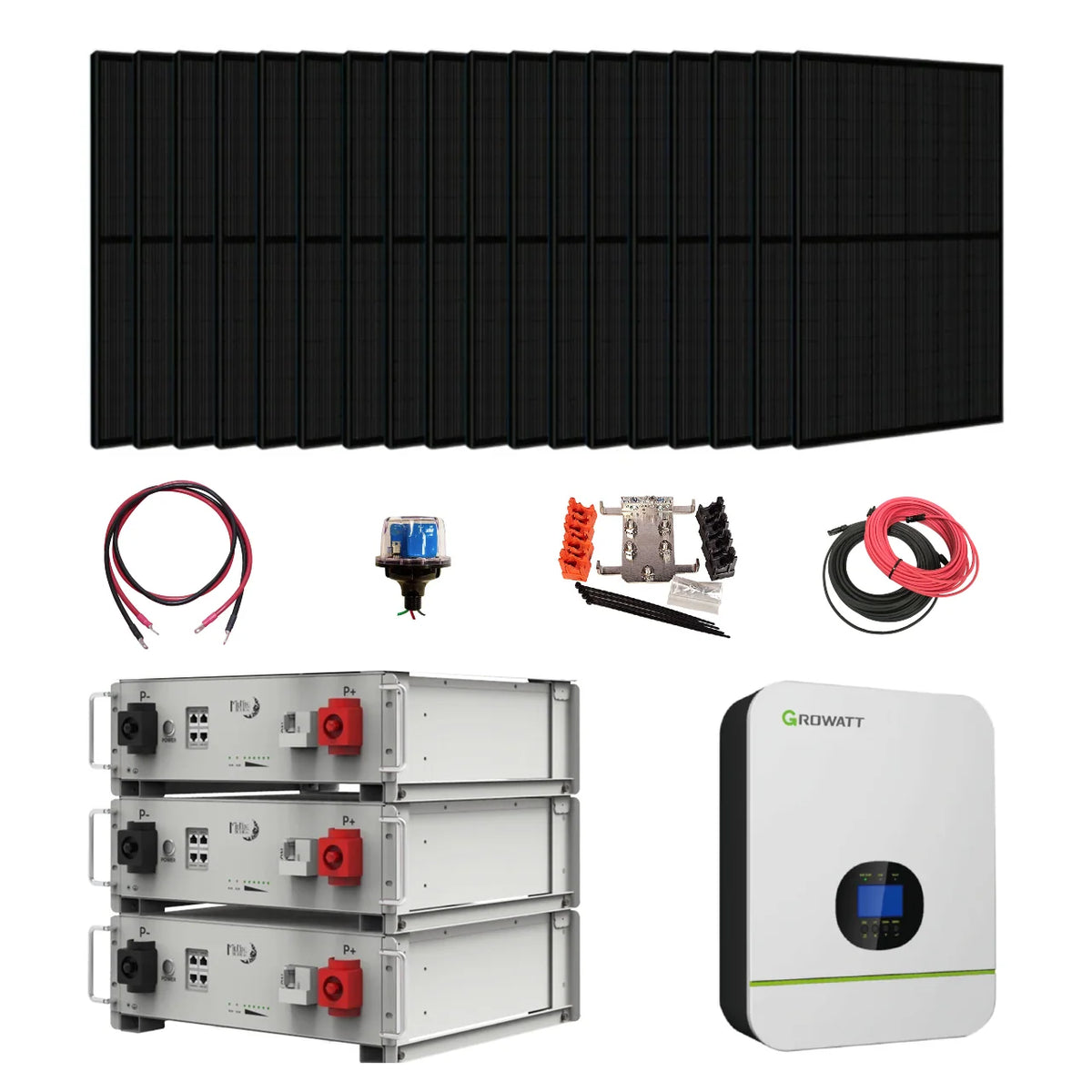 Complete Growatt + Midnite Power Off-Grid Solar Kit | 3000W 120V Inverter | 15.36kWh 48V Lithium Battery Storage | 4000W Solar PV