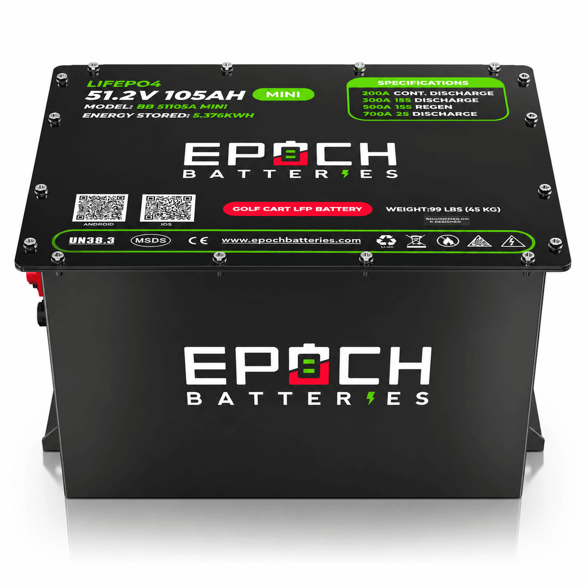Epoch Batteries 48V 105Ah MINI Golf Cart Battery Complete Kit - Lithium (LiFePO4) | BB51105A_MINI-kit-1