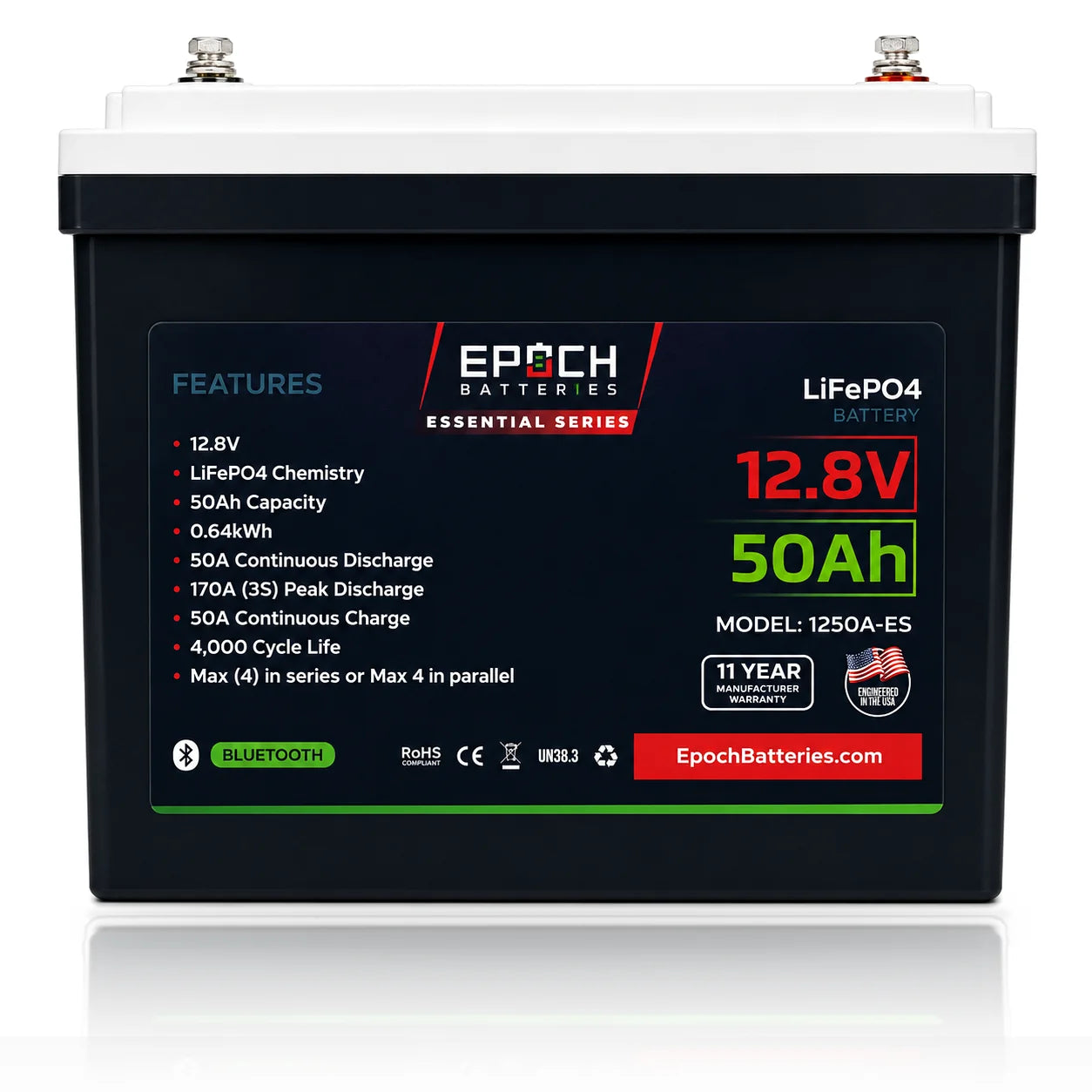 Epoch Batteries 12V 50Ah 0.64kWh Essential Series LiFePO4 Battery