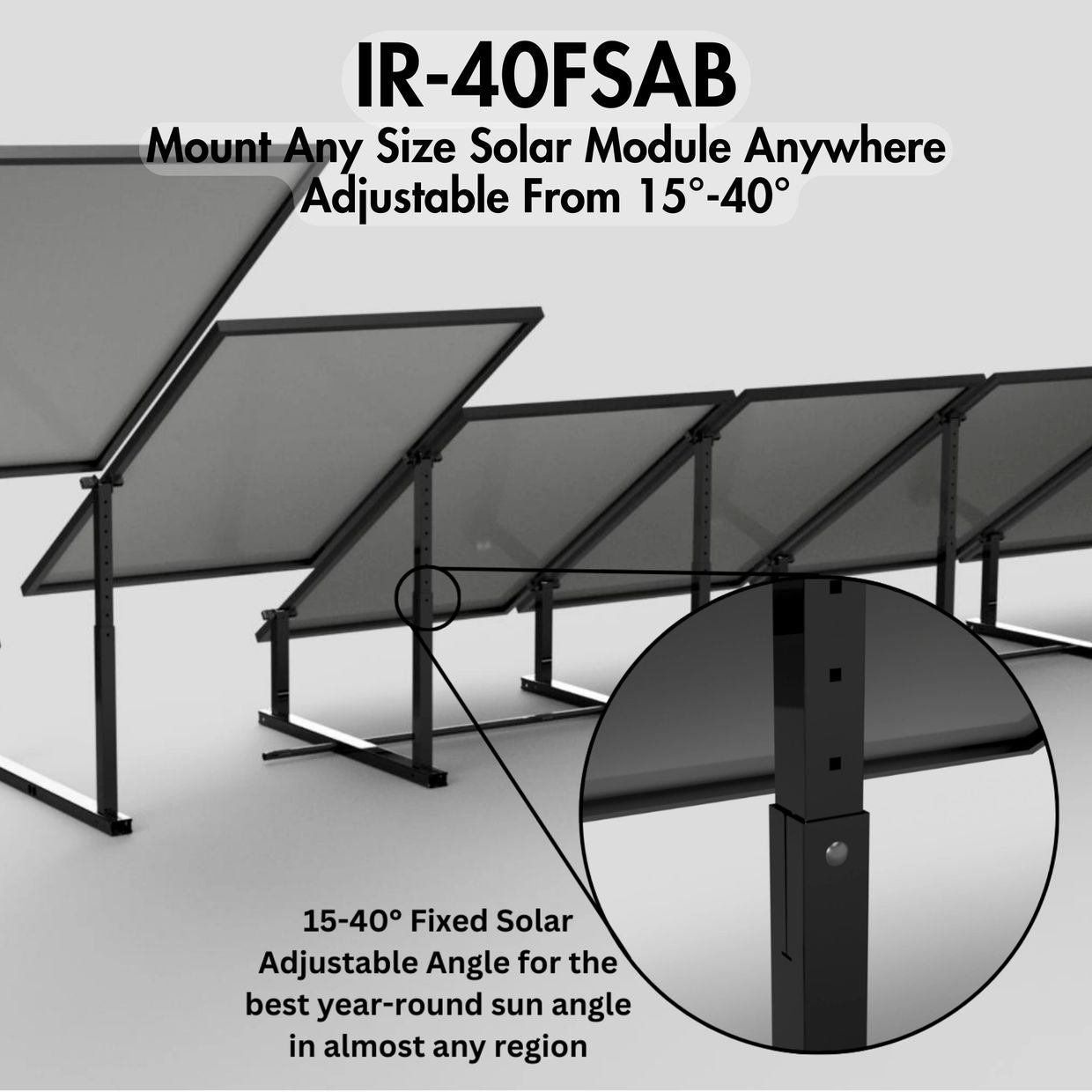 IntegraRack IR-40FSAB BallastRack Fixed-Adjustable Solar Module Mount – Black Zinc-Plated Steel