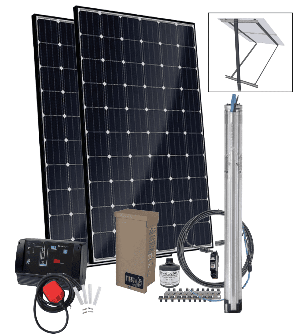 Grundfos SQFlex Pre-designed Solar Water Pumping Kit using 6 sqf-2 pump, 5 to 6 gpm, 35 to 395 feet lift