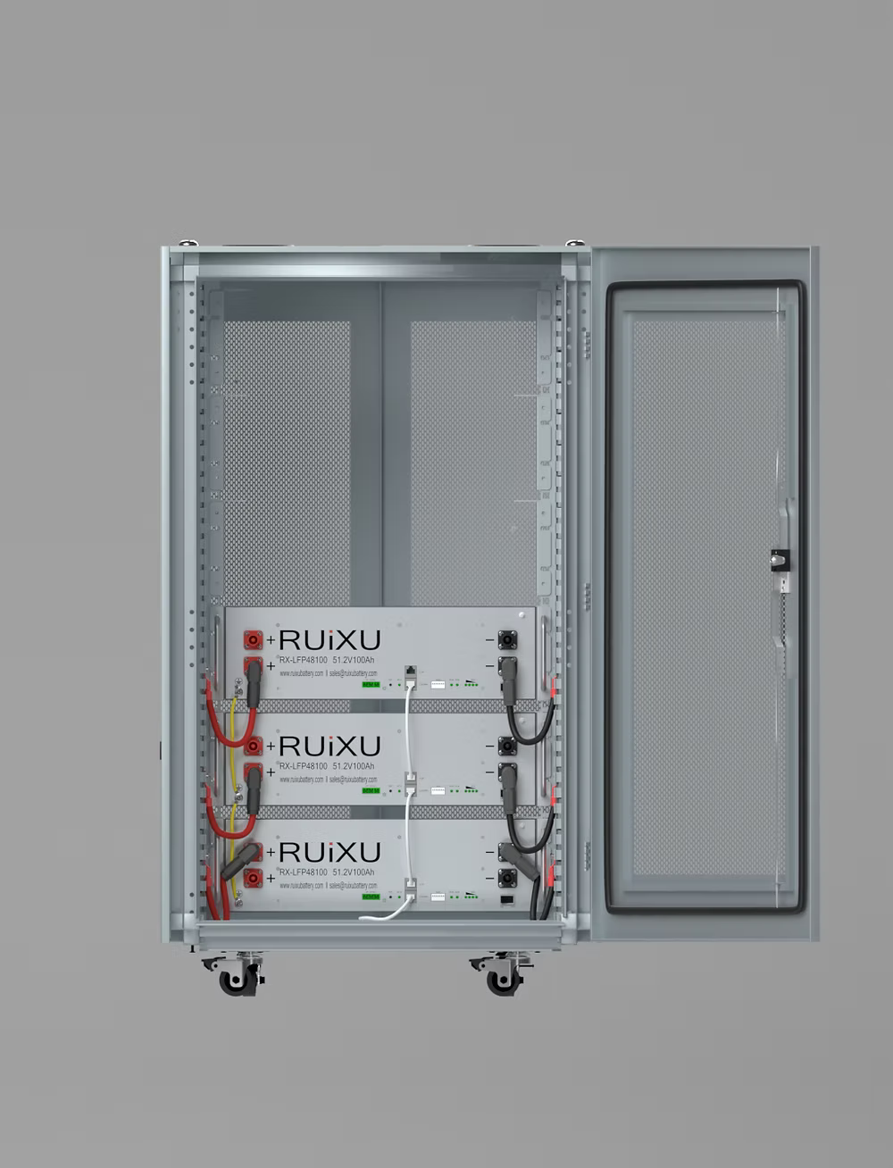 RUiXU Rack Battery + Cabinet System | RX-LFP48100 or RX-LFP48100-H LiFePO4 Batteries