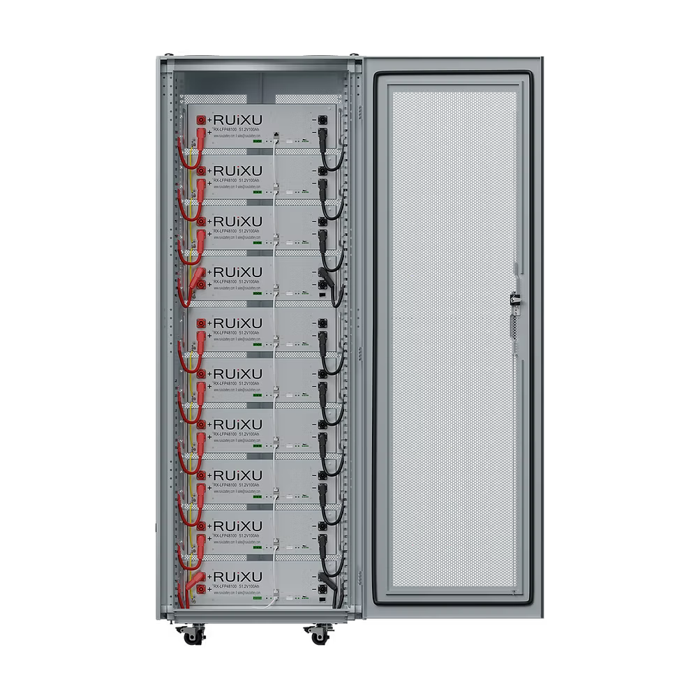 RUiXU Rack Battery + Cabinet System | RX-LFP48100 or RX-LFP48100-H LiFePO4 Batteries
