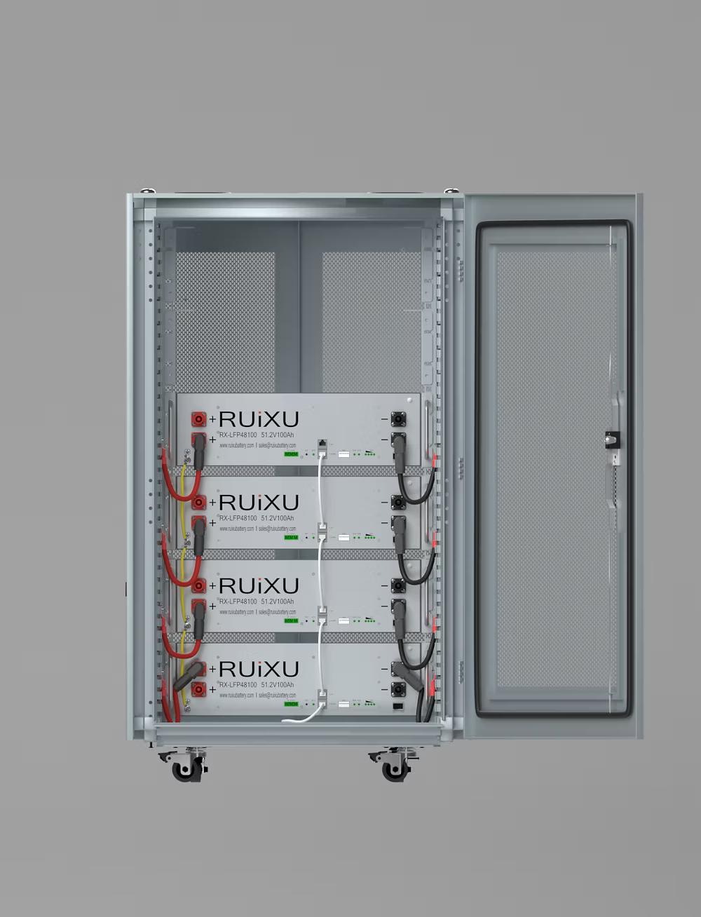RUiXU Rack Battery + Cabinet System | RX-LFP48100 or RX-LFP48100-H LiFePO4 Batteries