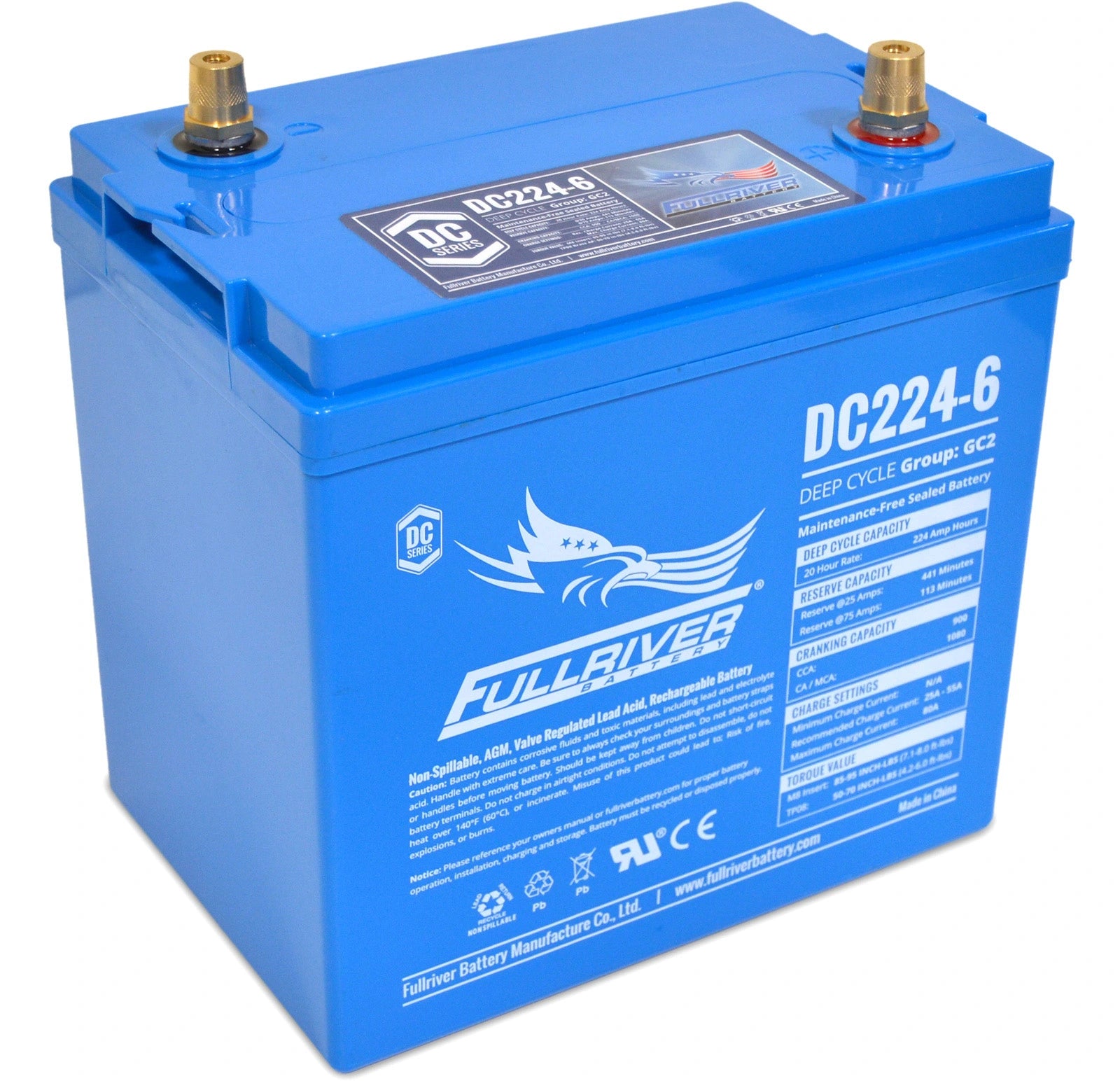 Fullriver Sealed AGM Battery, 6V 224 Ah Group GC-2, DC224-6