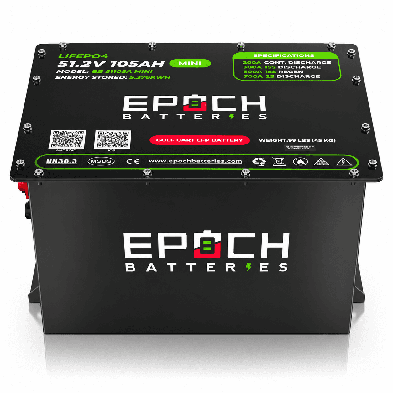 Epoch Batteries 48V 105Ah MINI Golf Cart Battery Complete Kit - Lithium (LiFePO4) | BB51105A_MINI-kit-1