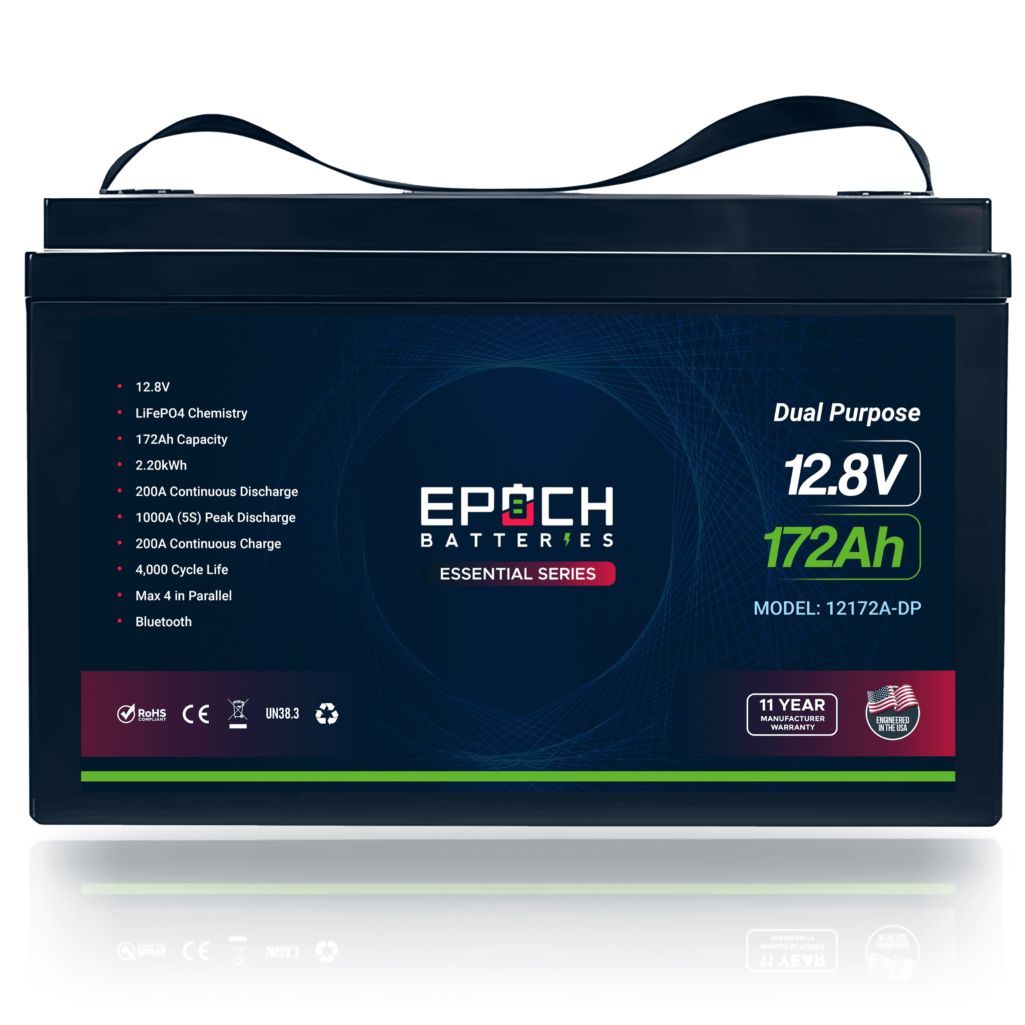 Epoch Batteries 12172A-DP 12V 172Ah 2.20kWh Dual Purpose LiFePO4 Battery – Essential Series | Group 31