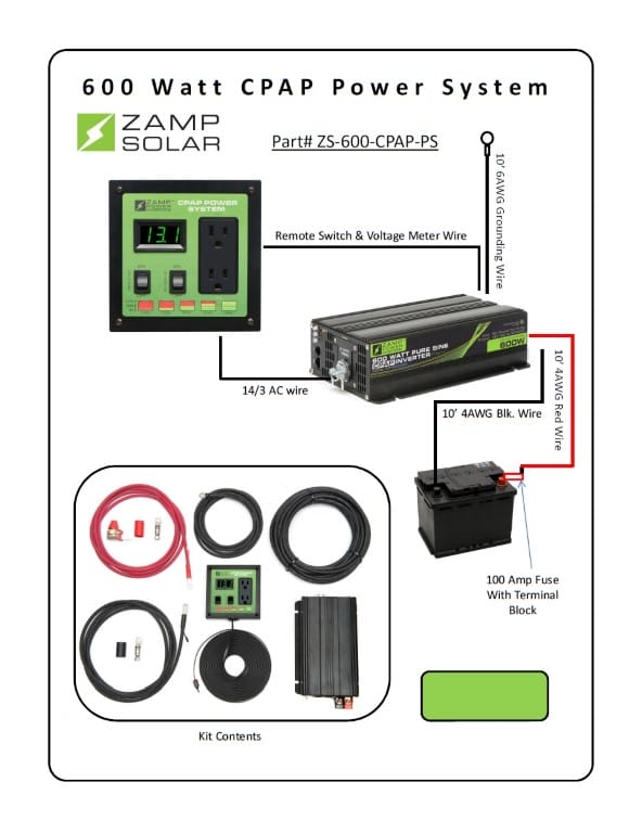 Zamp Solar 600W 12VDC Pure Sine Wave Inverter and CPAP 